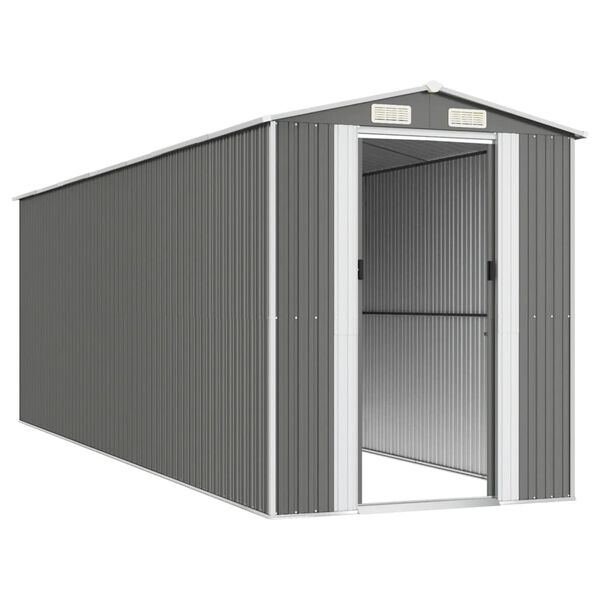 vidaXL Αποθήκη Κήπου Ανοιχτό γκρι 192x606x223 εκ. Γαλβανισμένο Ατσάλι