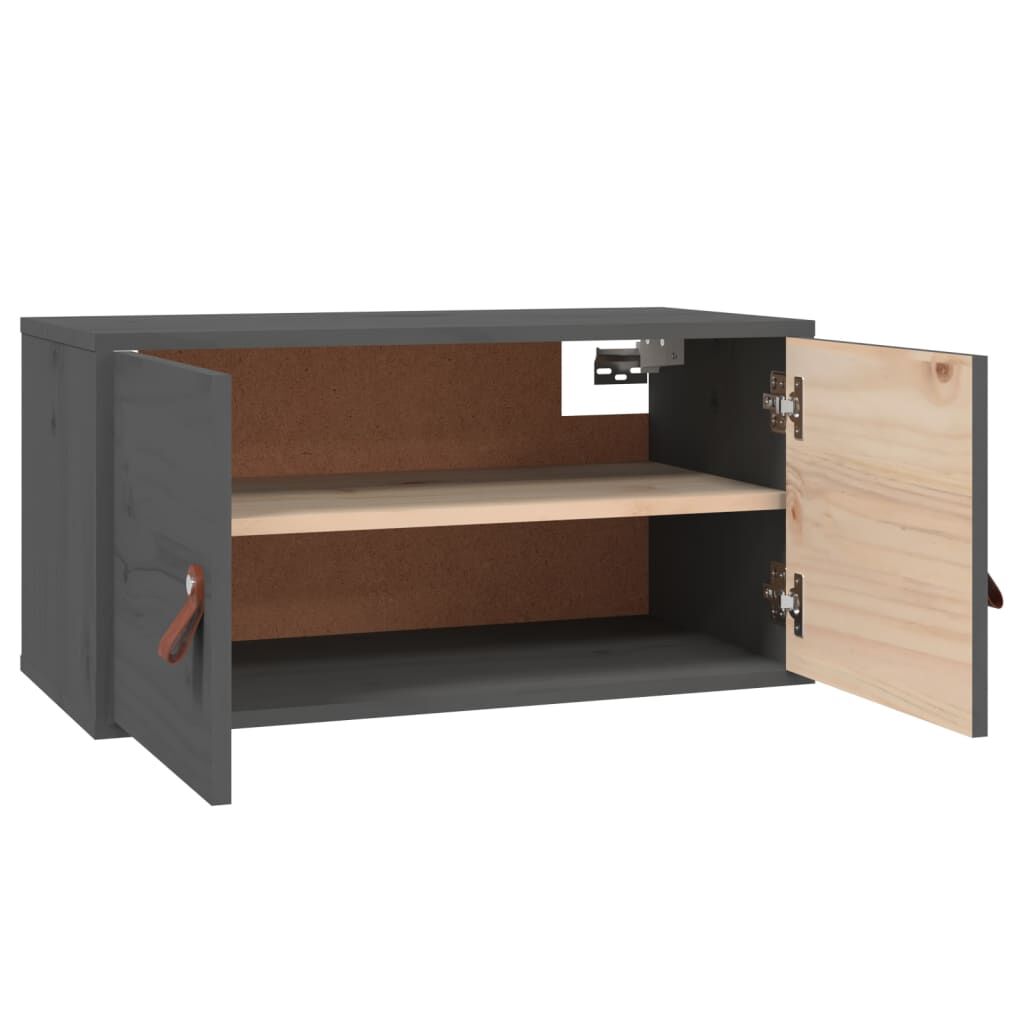 vidaXL Ντουλάπι Τοίχου 2 τεμ. Γκρι 60x30x30 εκ. από Μασίφ Ξύλο Πεύκου