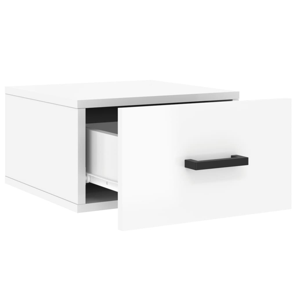 vidaXL Κομοδίνο Επιτοίχιο Γυαλιστερό Λευκό 35 x 35 x 20 εκ.