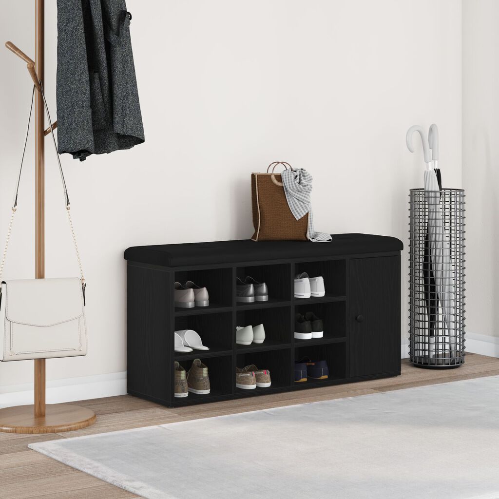 vidaXL Παγκάκι Αποθήκευσης Μαύρο Δρυς 100x30x48 εκ. Κατασκευασμένο ξύλο