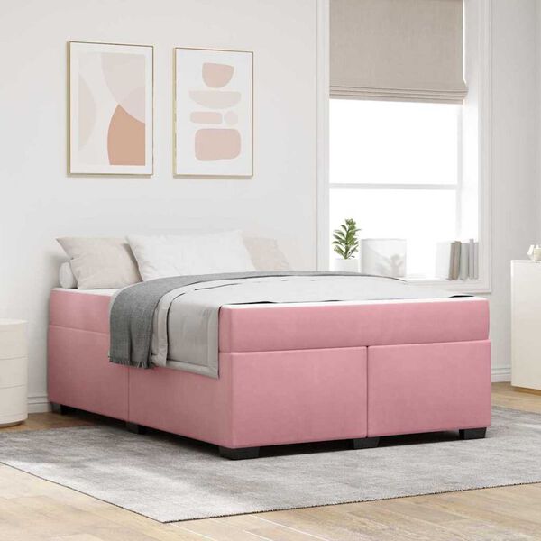 vidaXL Σκελετός κρεβατιού με στρώμα Άλλο Ροζ 140 x 200 cm Βελούδο