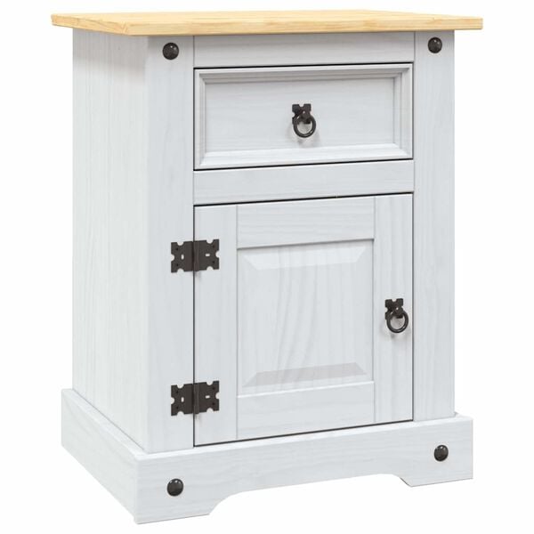 vidaXL Κομοδίνο Μεξικάνικο Στιλ Corona Λευκό 53x39x67 εκ. Ξύλο Πεύκου