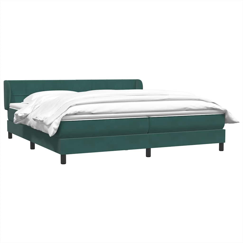 vidaXL Box Spring Κρεβάτι με στρώματα Σκούρο πράσινο Βελούδινο
