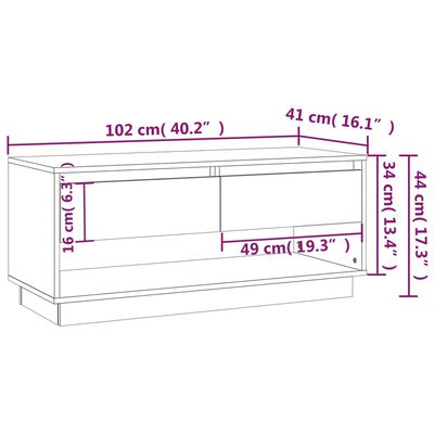 vidaXL Έπιπλο Τηλεόρασης Λευκό 102 x 41 x 44 εκ. από Μοριοσανίδα