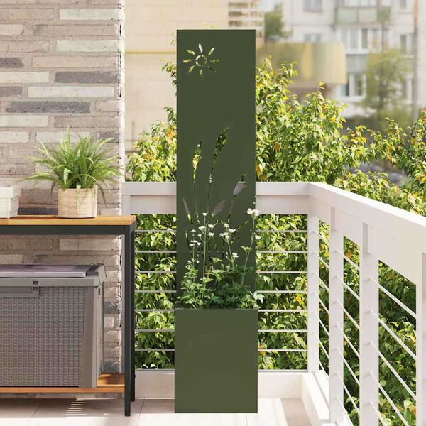 vidaXL Γλάστρα Κήπου με Διακοσμητική Πάνελ Λαδί 32 x 140 εκ.