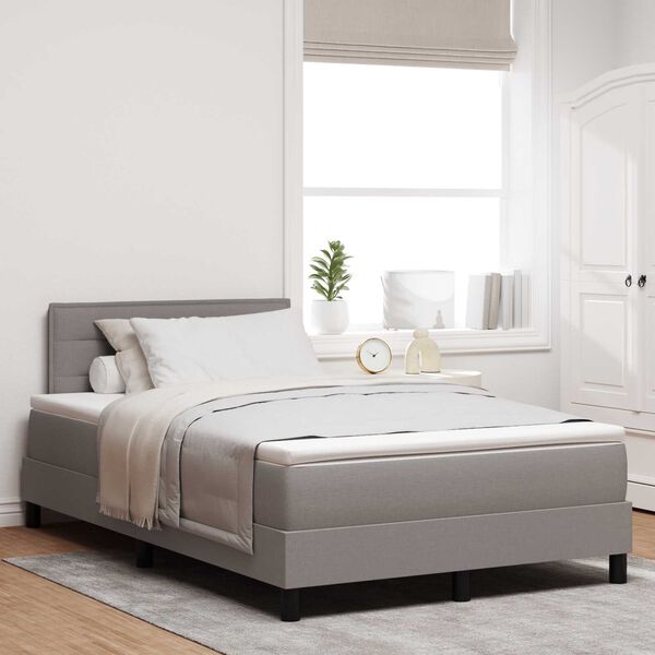vidaXL Κρεβάτι Box Spring με Στρώμα & LED Taupe 120x200 εκ. Ύφασμα