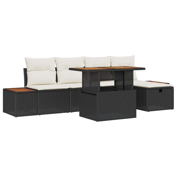 vidaXL Σετ Καναπέ Κήπου 6 pcs Μαύρο συνθετικό ρατάν