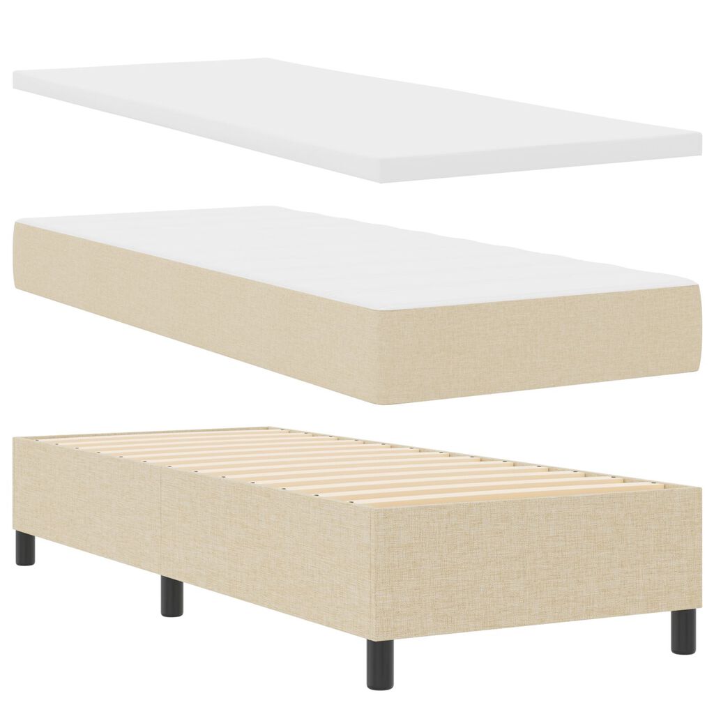 vidaXL Κρεβάτι με Ελατήριο Μπεζ 80 x 200 cm Ύφασμα