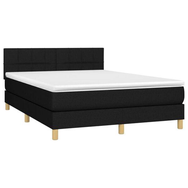 vidaXL &Kappa;&rho;&epsilon;&beta;ά&tau;&iota; Boxspring &mu;&epsilon; &Sigma;&tau;&rho;ώ&mu;&alpha; & LED &Mu;&alpha;ύ&rho;&omicron; 140x190 &epsilon;&kappa;. &Upsilon;&phi;&alpha;&sigma;&mu;ά&tau;&iota;&nu;&omicron;