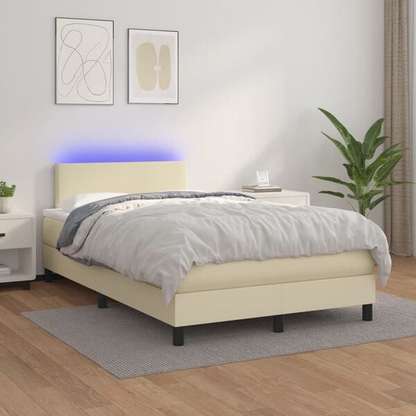 vidaXL &Kappa;&rho;&epsilon;&beta;ά&tau;&iota; Boxspring &mu;&epsilon; &Sigma;&tau;&rho;ώ&mu;&alpha; & LED &Kappa;&rho;&epsilon;&mu; 120x200 &epsilon;&kappa;. &Sigma;&upsilon;&nu;&theta;. &Delta;έ&rho;&mu;&alpha;