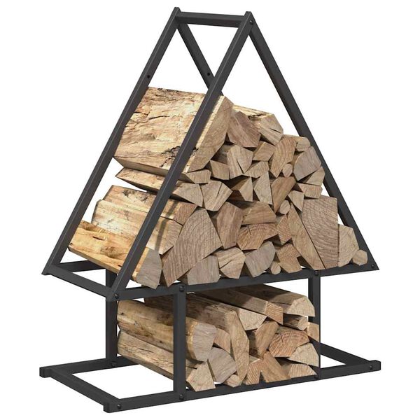 vidaXL Ράφι για καυσόξυλα Μαύρο 50x25x60 εκ. Ατσάλι ψυχρής έλασης