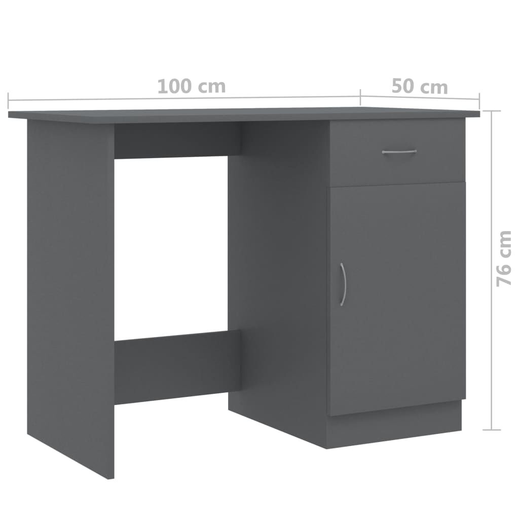 vidaXL Γραφείο Γκρι 100 x 50 x 76 εκ. από Μοριοσανίδα