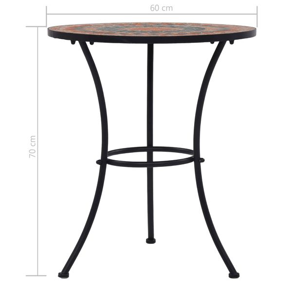 vidaXL Τραπέζι Bistro «Μωσαϊκό» Πορτοκαλί/Γκρι 60 εκ. Κεραμικό