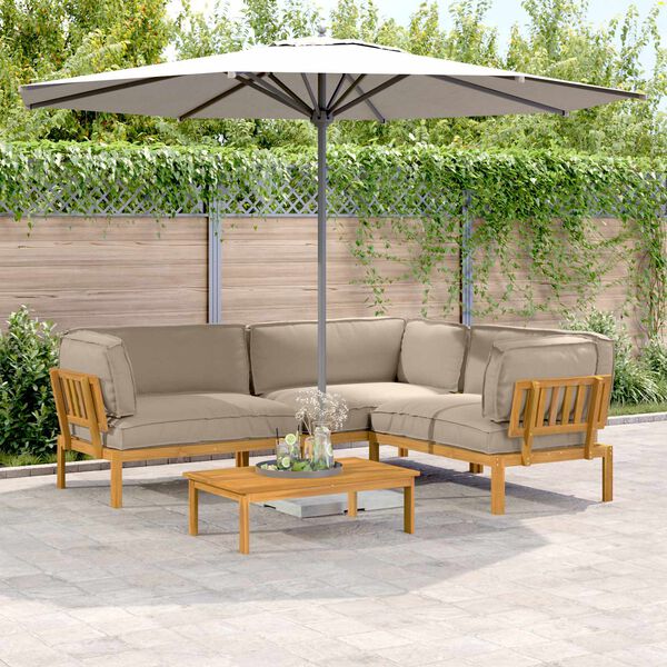 vidaXL &Sigma;&epsilon;&tau; &Kappa;&alpha;&nu;&alpha;&pi;έ &mu;&epsilon; &mu;&alpha;&xi;&iota;&lambda;ά&rho;&iota; 4 pcs Taupe &Sigma;&tau;&epsilon;&rho;&epsilon;ό &Xi;ύ&lambda;&omicron; &Alpha;&kappa;&alpha;&kappa;ί&alpha;&sigmaf;