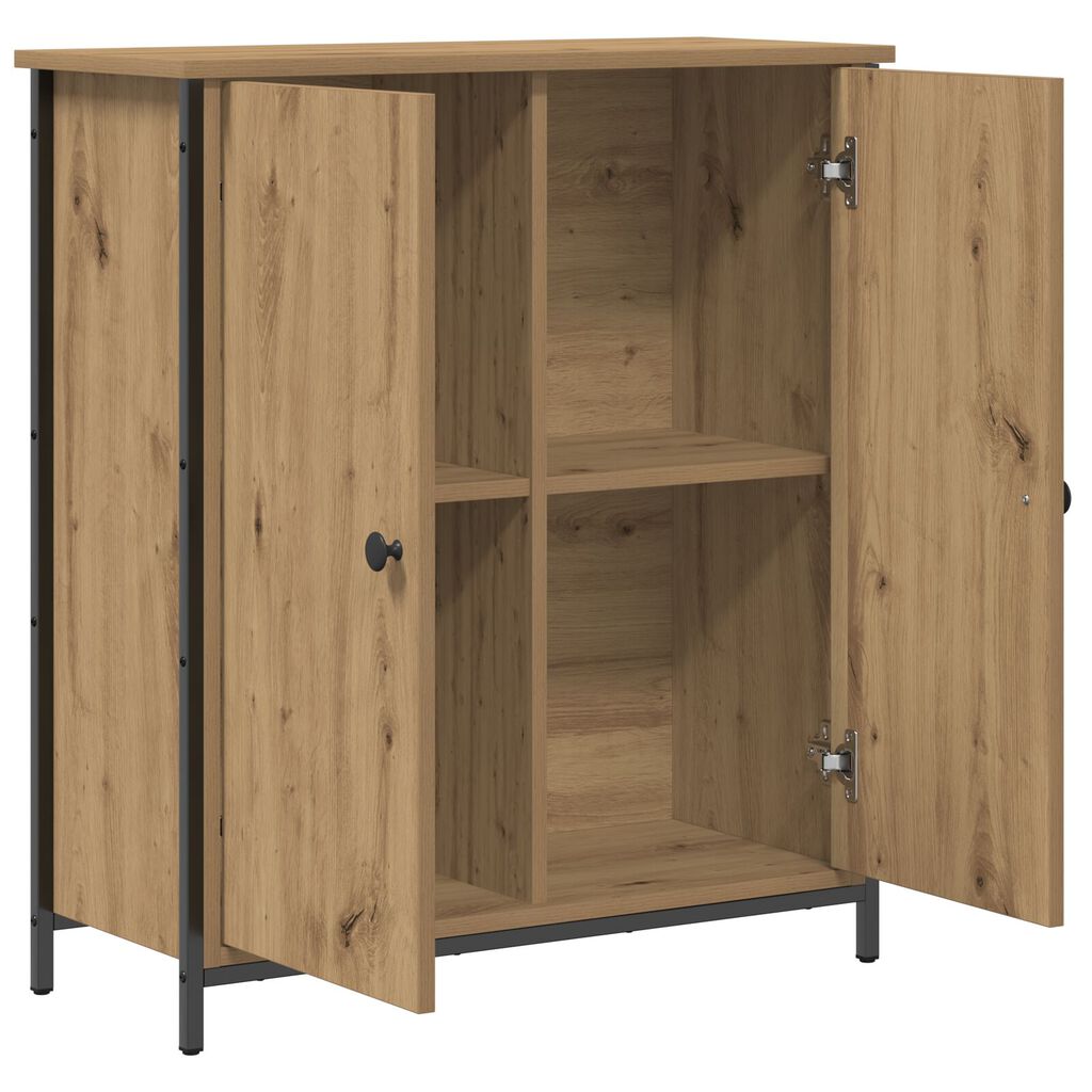 vidaXL Μπουφές Μασίφ Ξύλο Δρυός 70x30x80 εκ. Μοριοσανίδα και Μέταλλο