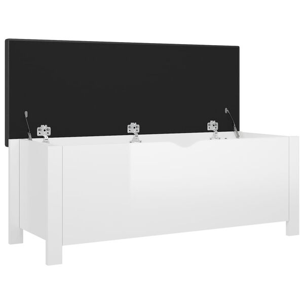 vidaXL Κουτί Αποθήκευσης Γυαλ. Λευκό 105x40x45εκ. Μοριοσαν. & Μαξιλάρι
