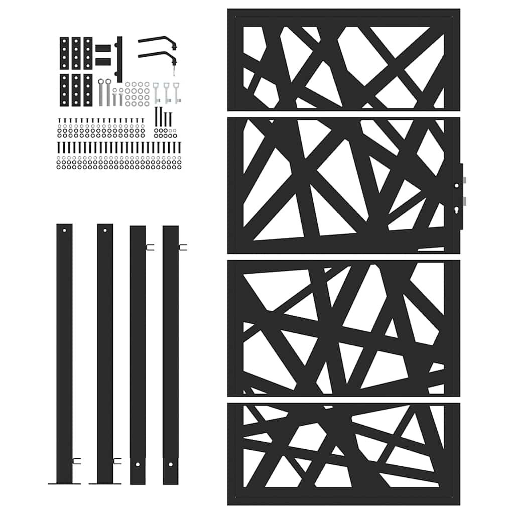 vidaXL Πύλη κήπου Μαύρη 105x180 cm Ατσάλινη ελαφριά σχεδίαση