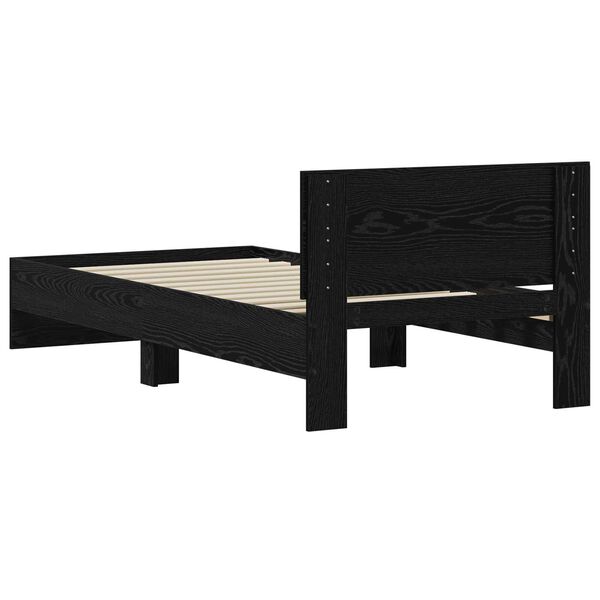 vidaXL Κρεβάτι με Υποκείμενο Μαύρη Δρυς 90x200 cm Επεξεργασμένο Ξύλο