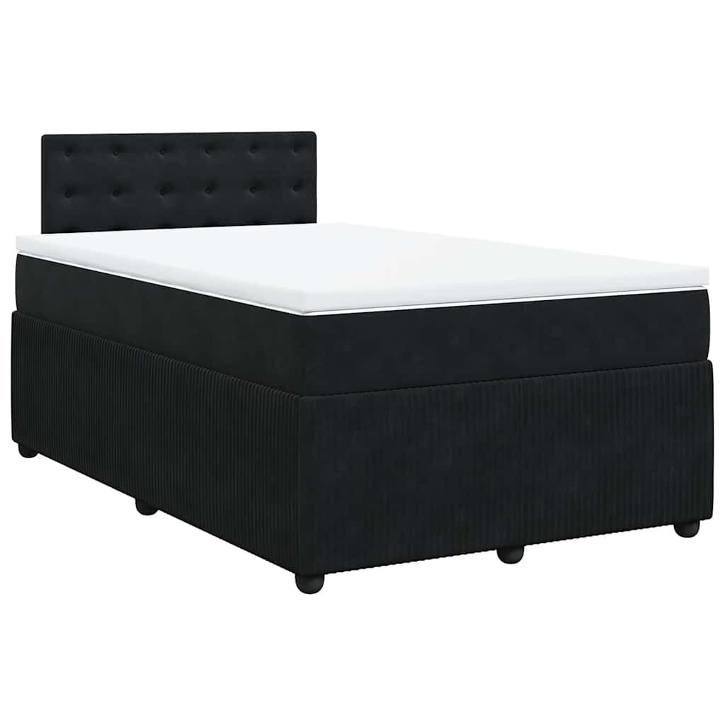 vidaXL Κρεβάτι Boxspring με Στρώμα Μαύρο 120 x 200 εκ. Βελούδινο