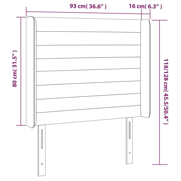 vidaXL Κεφαλάρι με Πτερύγια Μαύρο 93x16x118/128 εκ. Υφασμάτινο