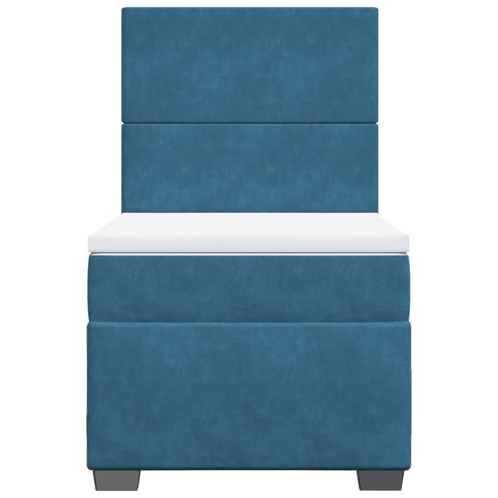vidaXL Κρεβάτι Boxspring με Στρώμα Μπλε 90x200 εκ. Βελούδινο