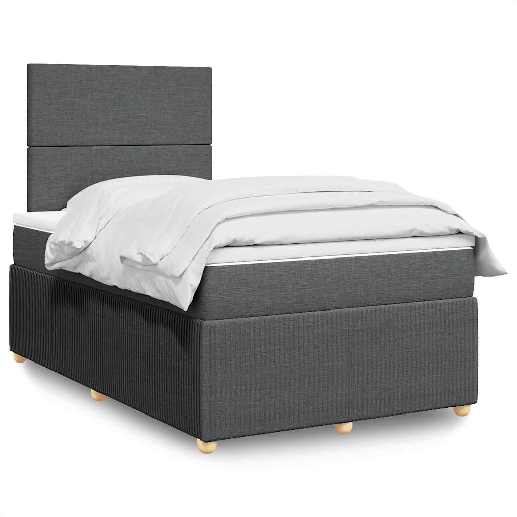 vidaXL Κρεβάτι Boxspring με Στρώμα Σκούρο Γκρι 120x200 εκ. Υφασμάτινο