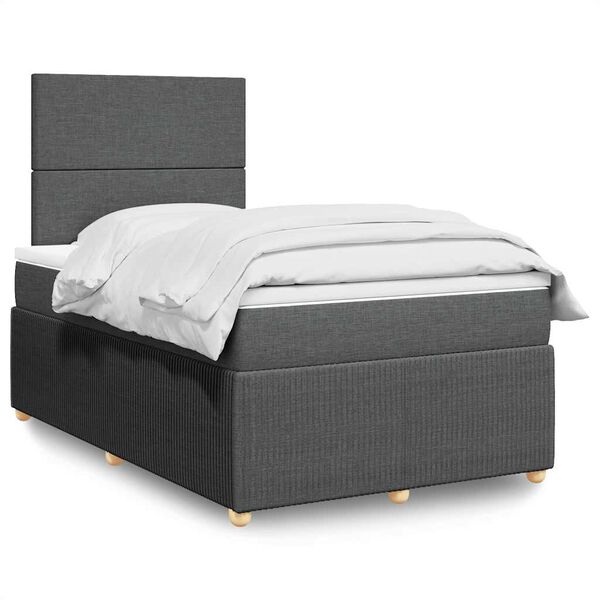 vidaXL Κρεβάτι Boxspring με Στρώμα Σκούρο Γκρι 120x200 εκ. Υφασμάτινο