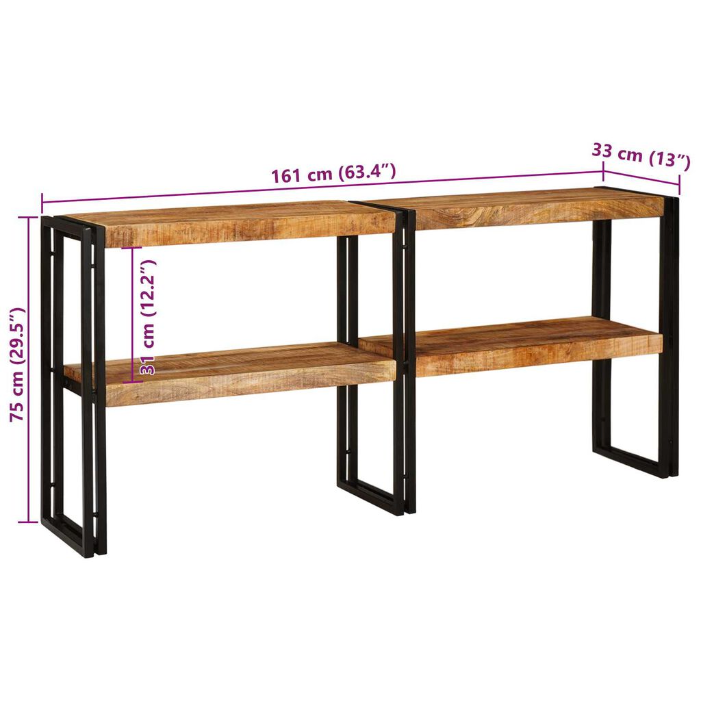 vidaXL Τραπέζι Κονσόλας 160x33x75 εκ Μασίφ Τραχύ Ξύλο Μάνγκο