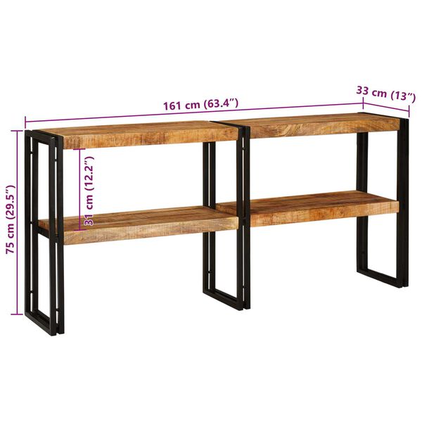 vidaXL Τραπέζι Κονσόλας 160x33x75 εκ Μασίφ Τραχύ Ξύλο Μάνγκο