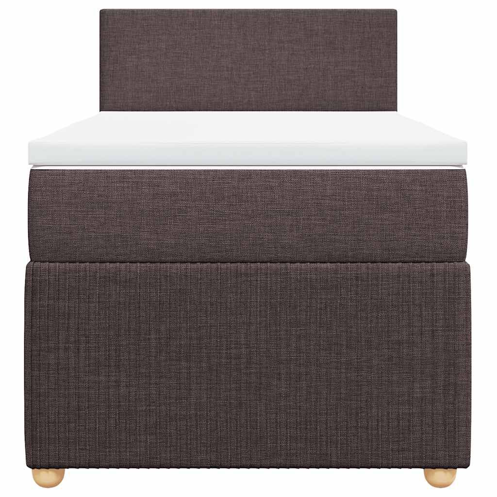 vidaXL Κρεβάτι Boxspring με Στρώμα Σκούρο Καφέ 100x200 εκ. Υφασμάτινο