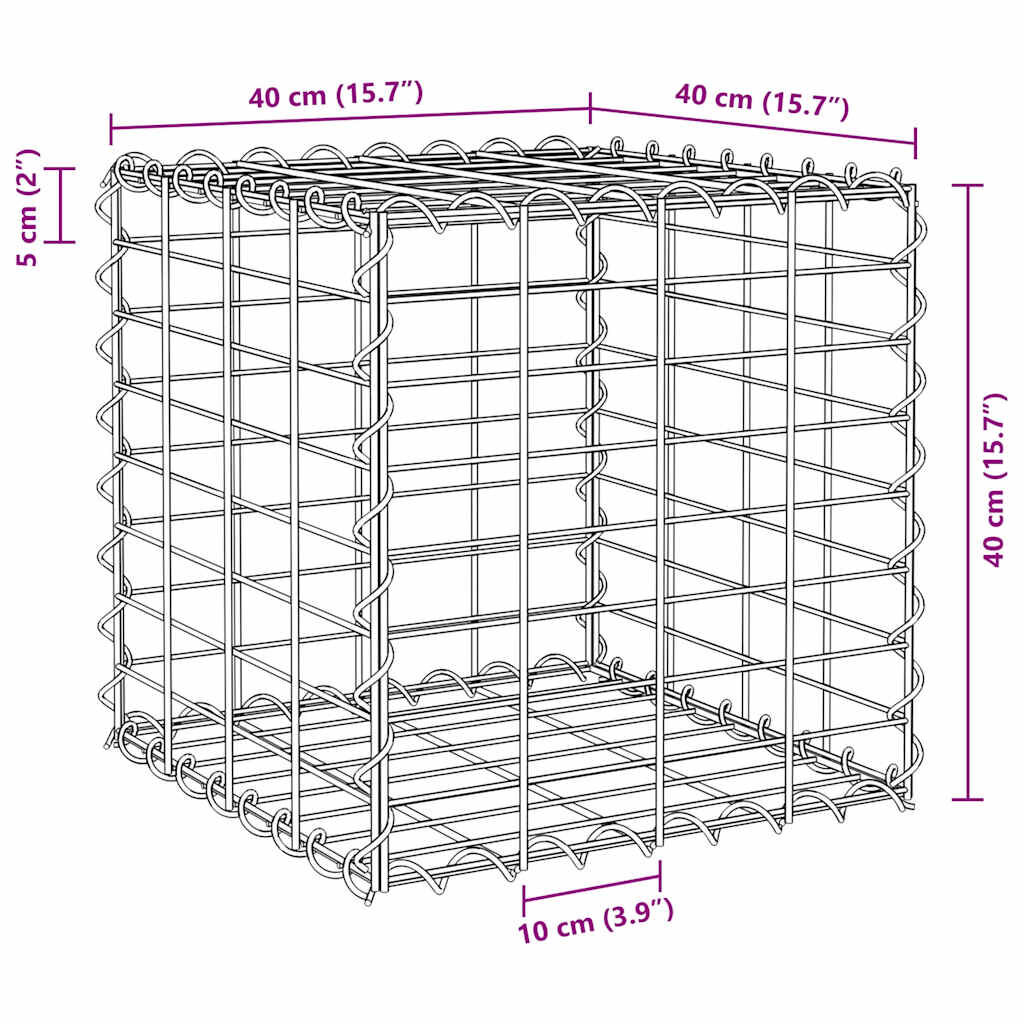 vidaXL Συρματοκιβώτιο Κύβος 40 x 40 x 40 εκ. από Ατσάλινο Σύρμα