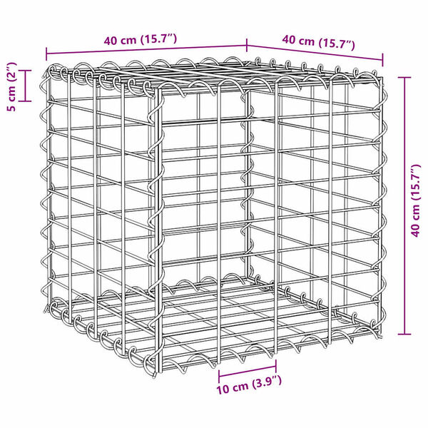 vidaXL Συρματοκιβώτιο Κύβος 40 x 40 x 40 εκ. από Ατσάλινο Σύρμα