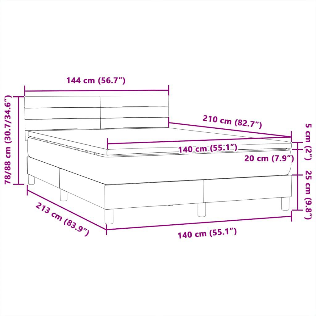 vidaXL Κρεβάτι Boxspring με Στρώμα Σκούρο Πράσινο 140x210εκ. Βελούδινο