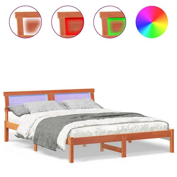 vidaXL Σκελετός Κρεβατιού Καφέ κεριού 160 x 200 cm Μασίφ ξύλο πεύκου