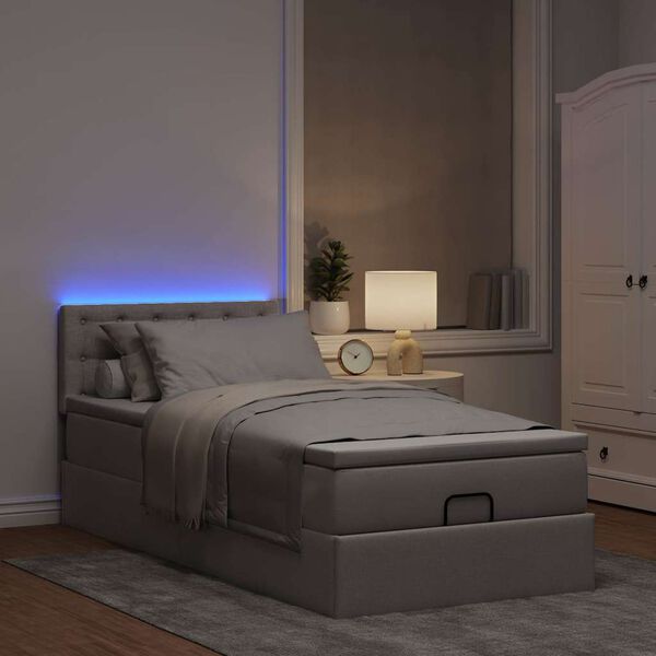 vidaXL &Omicron;&theta;&omega;&mu;&alpha;&nu;&iota;&kappa;ό &kappa;&rho;&epsilon;&beta;ά&tau;&iota; &mu;&epsilon; &sigma;&tau;&rho;ώ&mu;&alpha; & LEDs Taupe 90x190cm ύ&phi;&alpha;&sigma;&mu;&alpha;