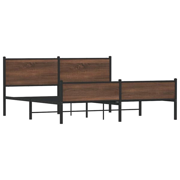 vidaXL Σκελετός Κρεβ. Χωρίς Στρώμα Καφέ Δρυς 180x200 εκ. Μεταλλικό
