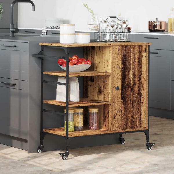 vidaXL Τροχόσπιτο Κουζίνας Παλιό Ξύλο 87,5x38,5x84,5 cm Κατασκευασμένο από Ξύλο