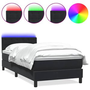 vidaXL &Kappa;&rho;&epsilon;&beta;ά&tau;&iota; Boxspring &mu;&epsilon; &Sigma;&tau;&rho;ώ&mu;&alpha; & LED &Mu;&alpha;ύ&rho;&omicron; 80x220 &epsilon;&kappa;. &Beta;&epsilon;&lambda;&omicron;ύ&delta;&iota;&nu;&omicron;