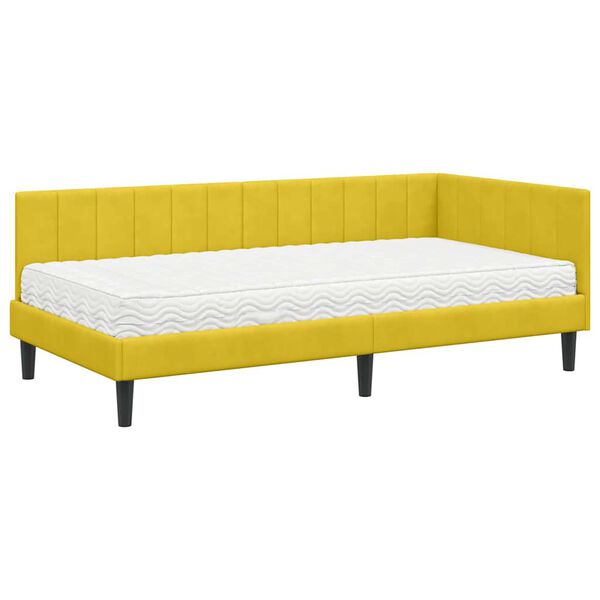 vidaXL Κρεβάτι Γωνίας με στρώμα Κίτρινο 90 x 190 cm Βελούδο