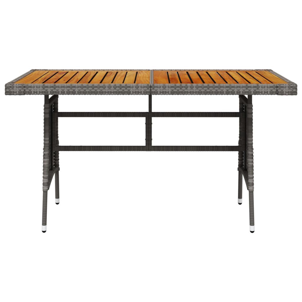 vidaXL Τραπέζι Κήπου Γκρι 130x70x72 εκ. Συνθετικό Ρατάν/Ξύλο Ακακίας