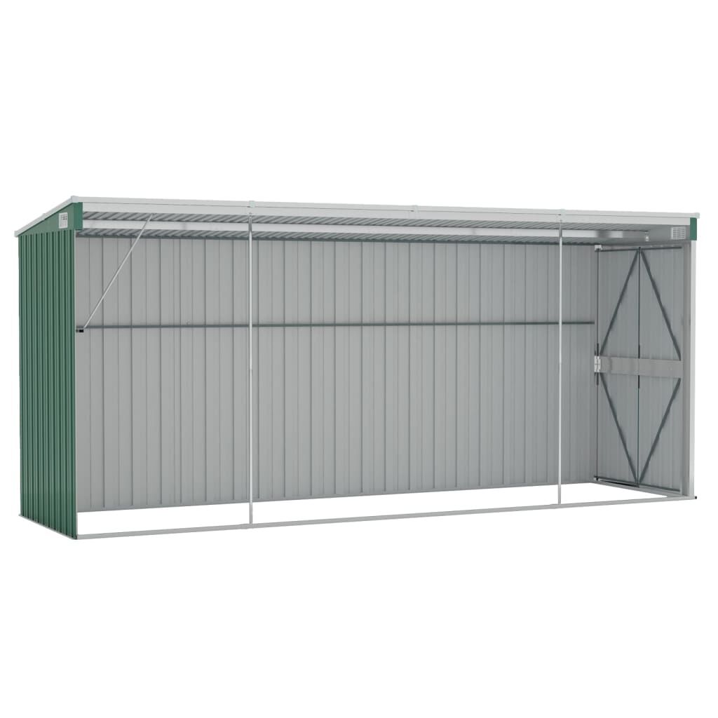 vidaXL Αποθήκη Κήπου Επιτοίχια Πράσινη 118x382x178 εκ από Γαλβ. Ατσάλι