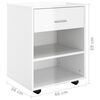 vidaXL Ντουλάπι Τροχήλατο Λευκό Γυαλ. 46 x 36 x 59 εκ. από Επεξ. Ξύλο