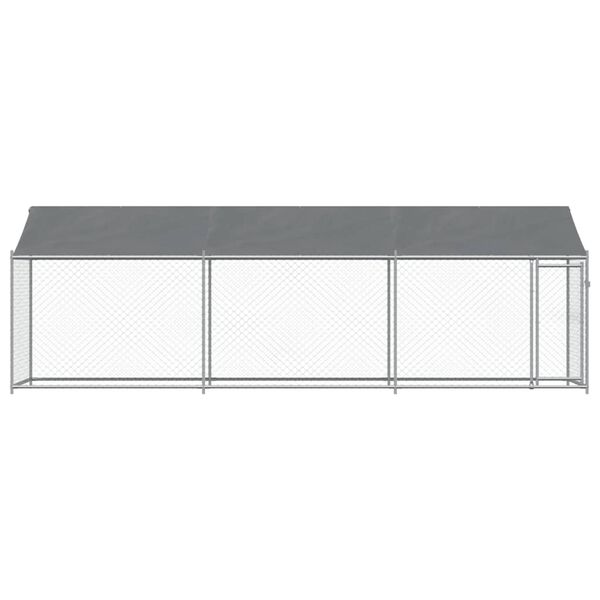 vidaXL Κλουβί Σκύλου με Οροφή και Πόρτες Γκρι 6x2x2 μ. Γαλβ. Χάλυβας