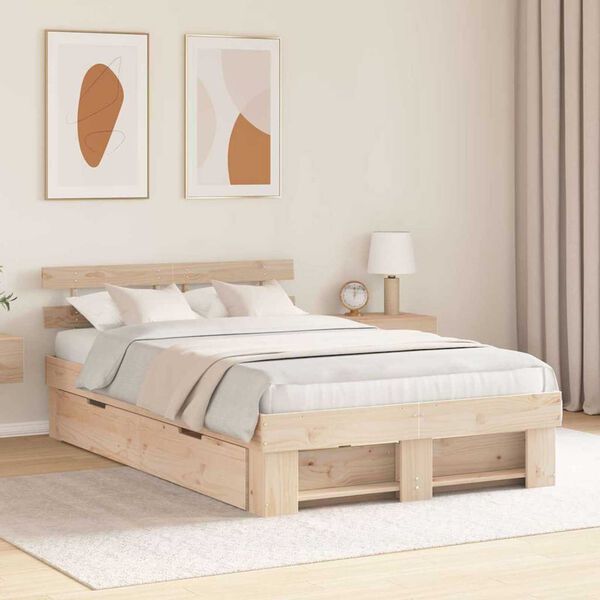 vidaXL Σκελετός Κρεβατιού Καφέ 120 x 190 cm Μασίφ ξύλο πεύκου
