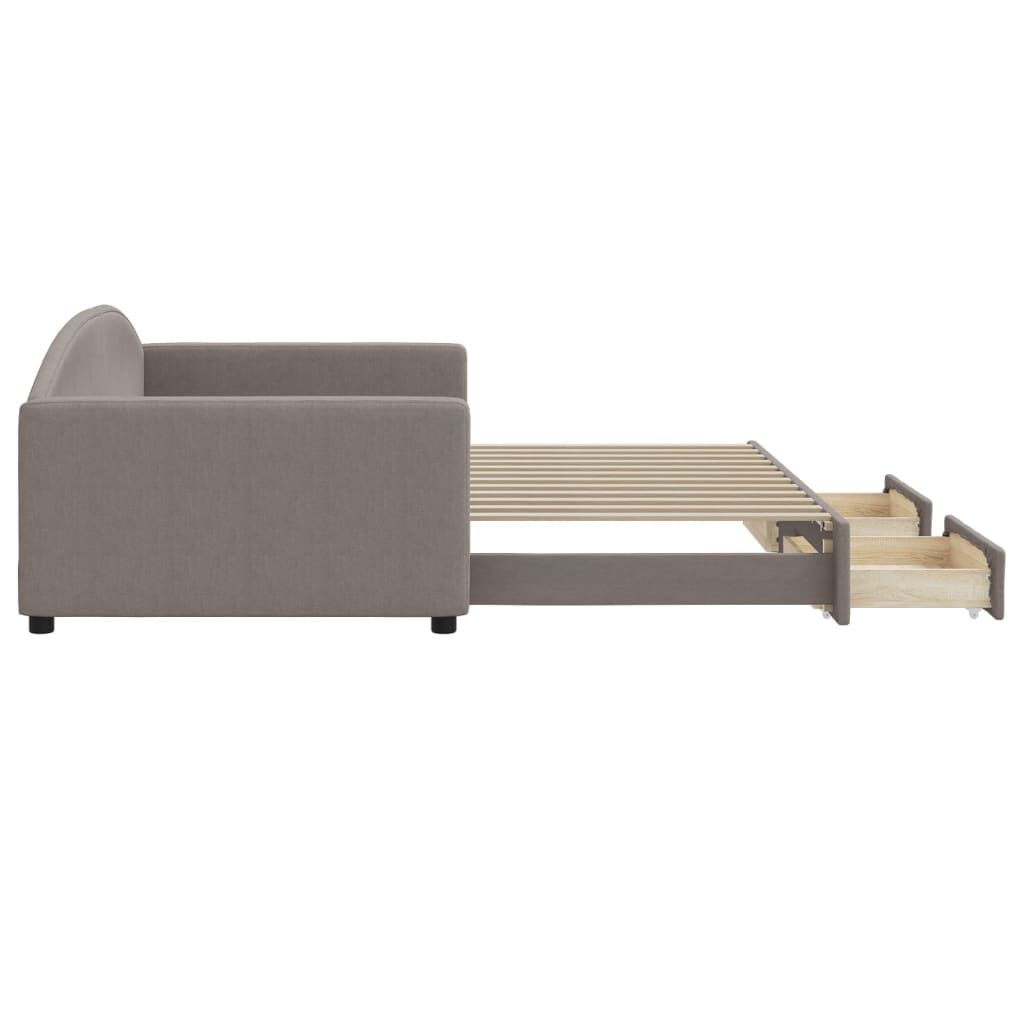 vidaXL Καναπές Κρεβάτι Συρόμενος Taupe 100x200εκ. Υφασμάτινος Συρτάρια