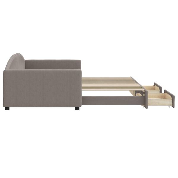 vidaXL Καναπές Κρεβάτι Συρόμενος Taupe 100x200εκ. Υφασμάτινος Συρτάρια