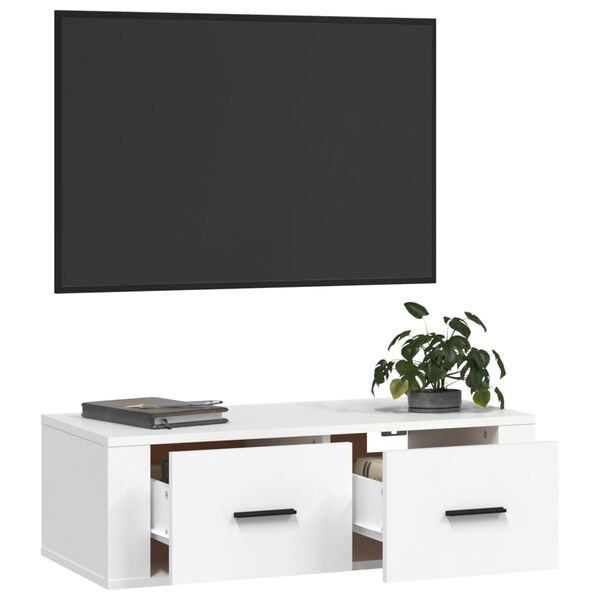 vidaXL Έπιπλο Τηλεόρασης Κρεμαστό Λευκό 80x36x25 εκ. Επεξεργ. Ξύλο