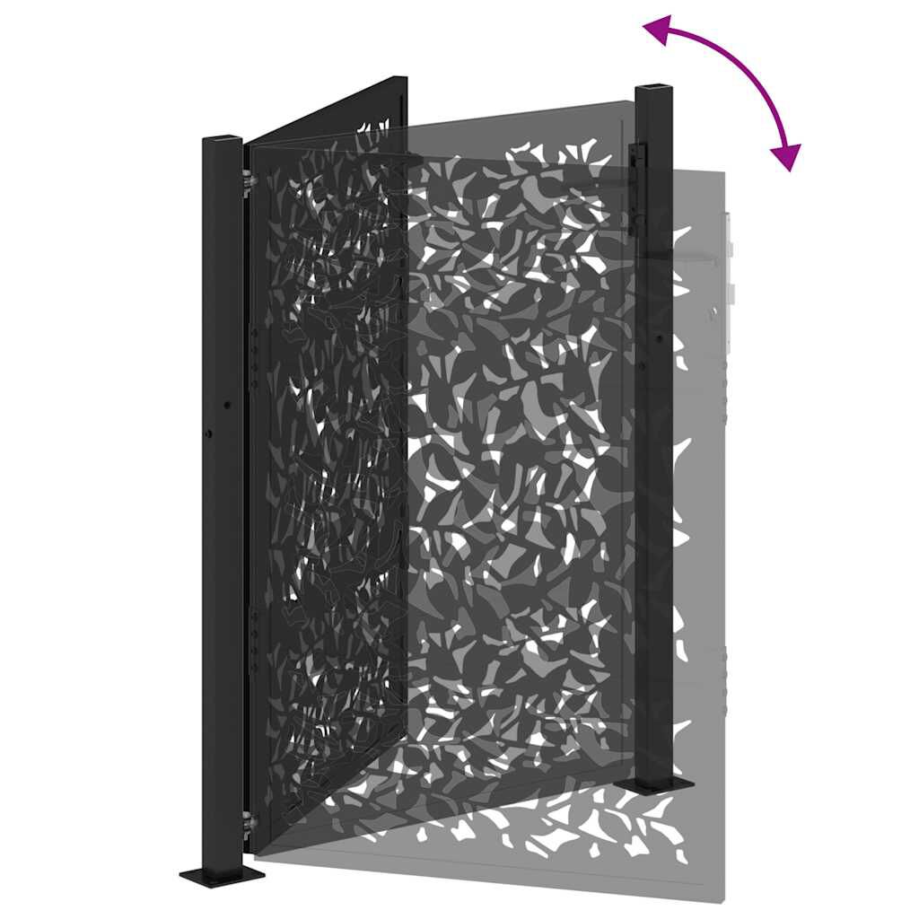 vidaXL Πύλη κήπου Μαύρη 105x130 cm Σχεδιασμός φύλλων χάλυβα
