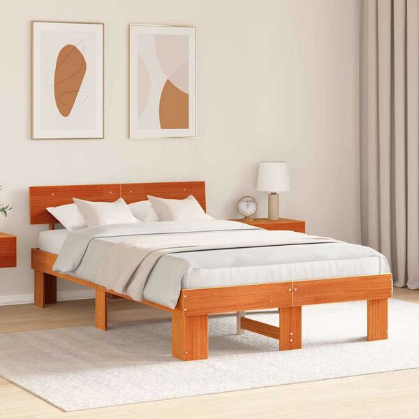 vidaXL Σκελετός Κρεβατιού Καφέ κεριού 120 x 190 cm Μασίφ ξύλο πεύκου