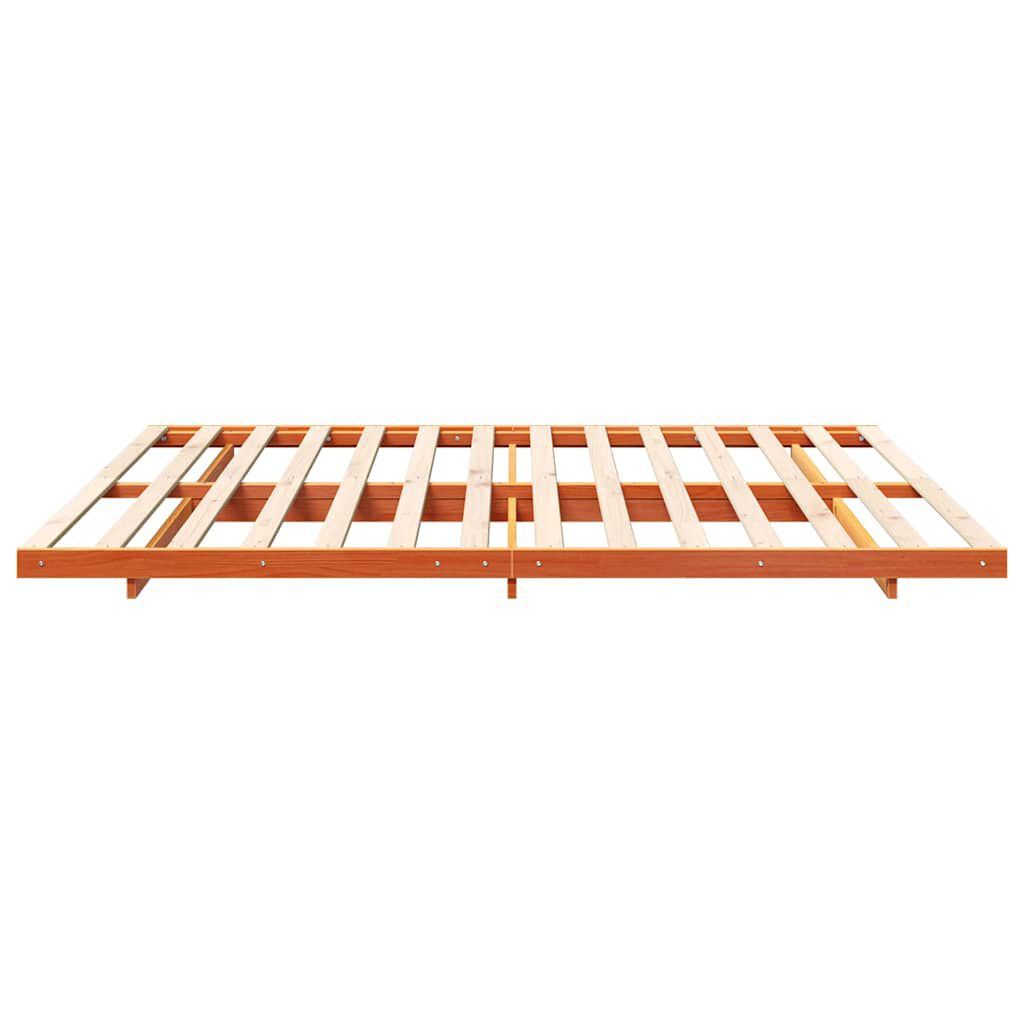 vidaXL Κρεβάτι δαπέδου Καφέ κεριού 200 x 220 cm Μασίφ ξύλο πεύκου